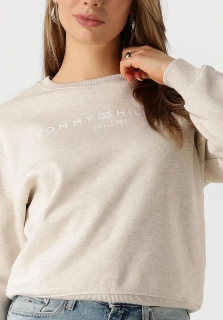 beige tommy hilfiger sweater mdrn reg corp logo c-nk swtshrt