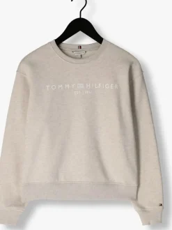 beige tommy hilfiger sweater mdrn reg corp logo c-nk swtshrt