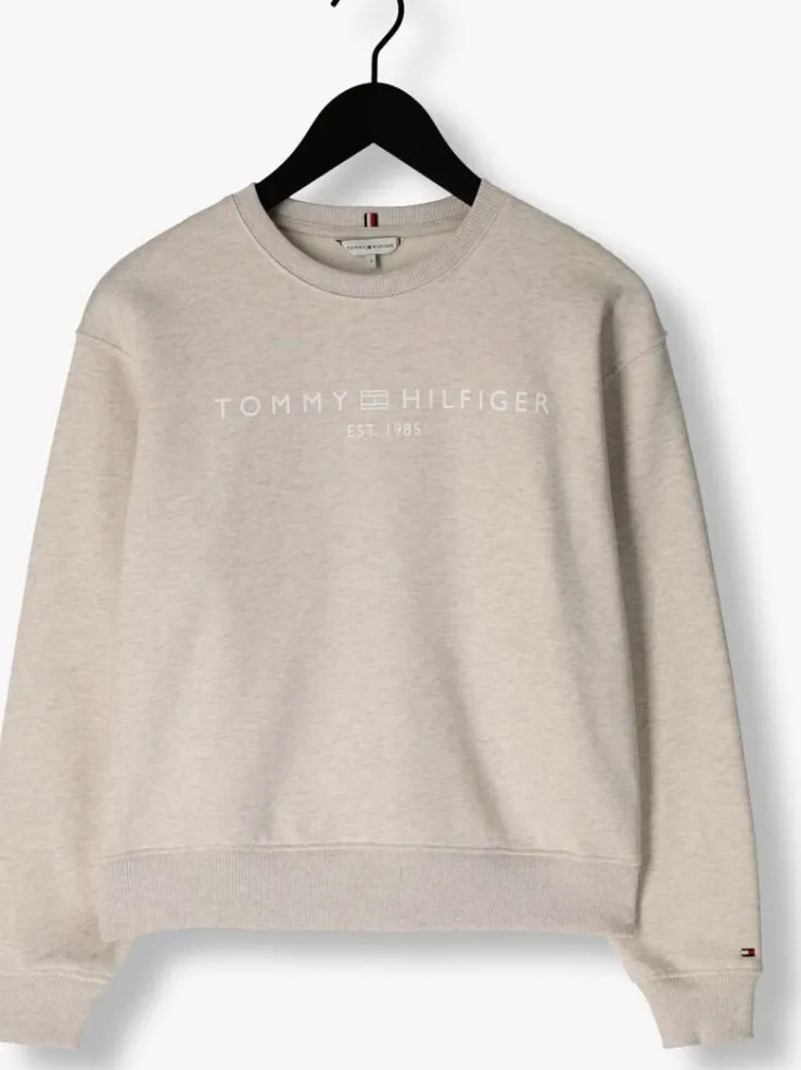 beige tommy hilfiger sweater mdrn reg corp logo c-nk swtshrt