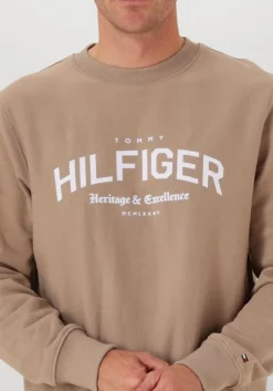beige tommy hilfiger sweater hilfiger arch crew neck