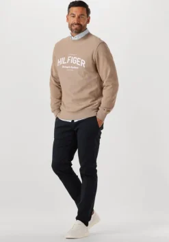 beige tommy hilfiger sweater hilfiger arch crew neck