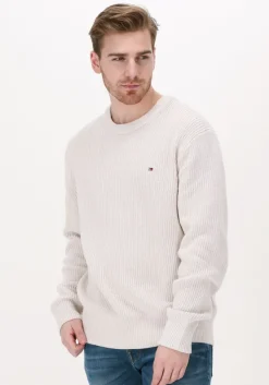 beige tommy hilfiger trui rib texture crew neck