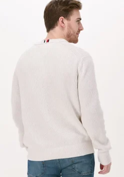beige tommy hilfiger trui rib texture crew neck