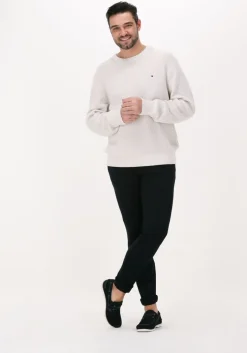 beige tommy hilfiger trui rib texture crew neck