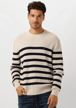 beige tommy hilfiger trui structure crew nk