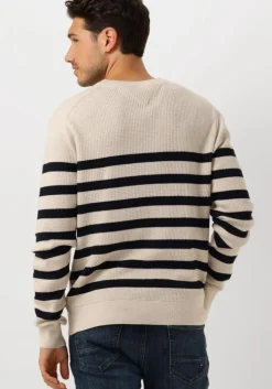 beige tommy hilfiger trui structure crew nk
