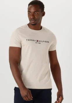 beige tommy hilfiger t-shirt tommy logo tee