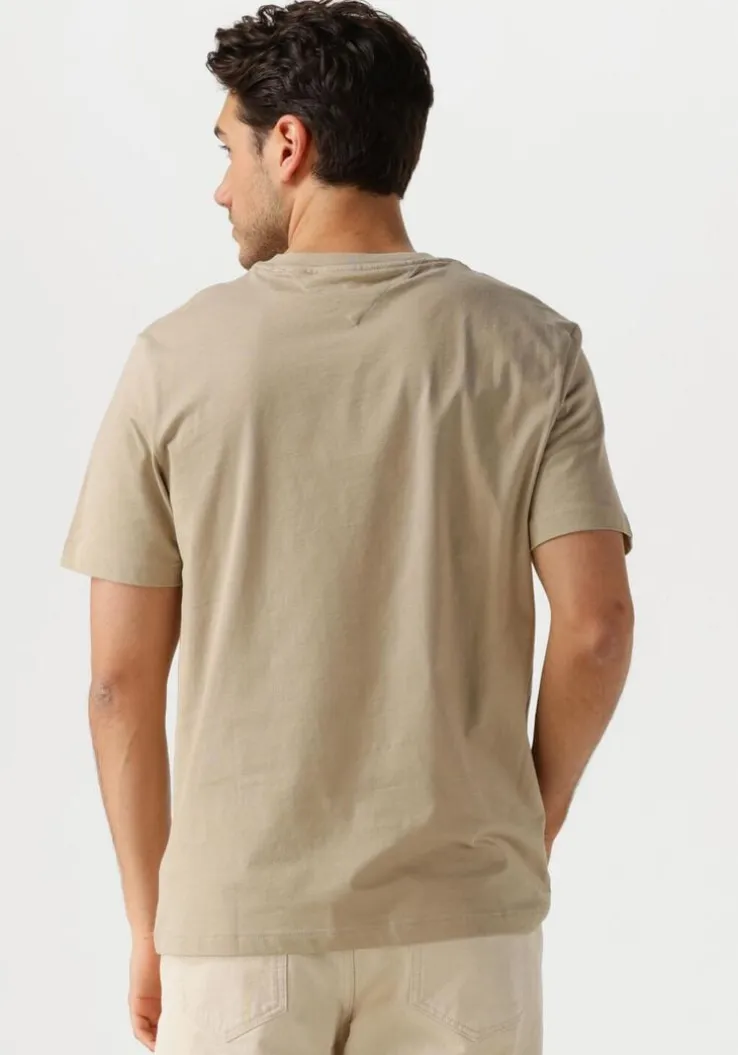 beige tommy hilfiger t-shirt monotype printed label tee