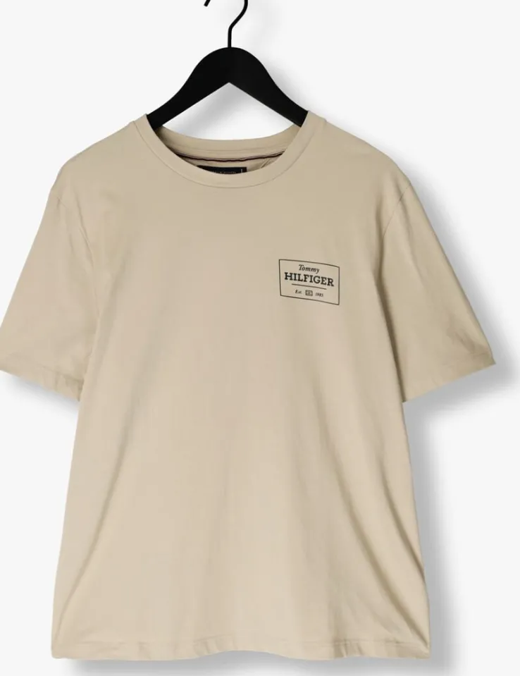 beige tommy hilfiger t-shirt monotype printed label tee