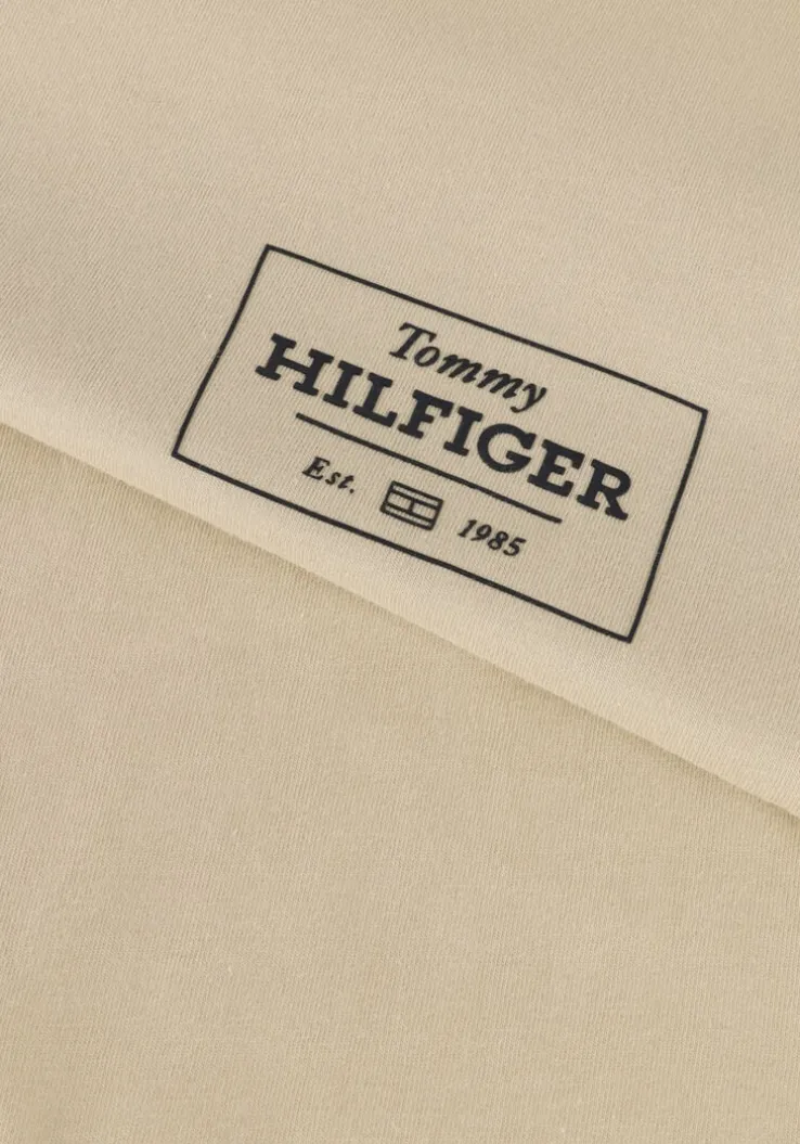 beige tommy hilfiger t-shirt monotype printed label tee