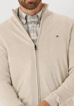 beige tommy hilfiger vest essential cotton zip thru