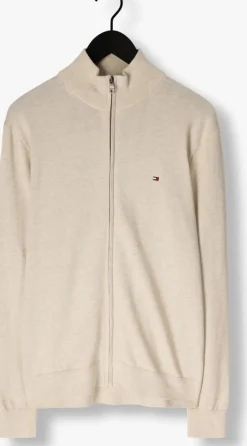 beige tommy hilfiger vest essential cotton zip thru