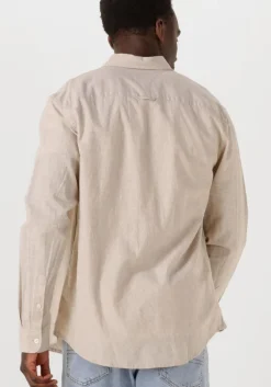 beige tommy jeans casual overhemd tjm reg linen blend ls shirt ext
