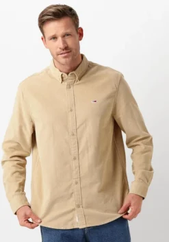 beige tommy jeans casual overhemd tjm reg corduroy shirt