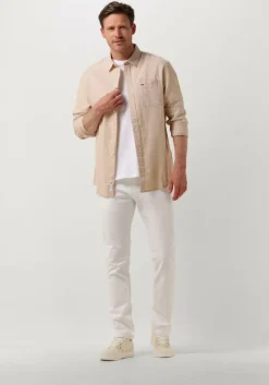beige tommy jeans casual overhemd tjm reg linen blend shirt
