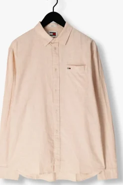 beige tommy jeans casual overhemd tjm reg linen blend shirt