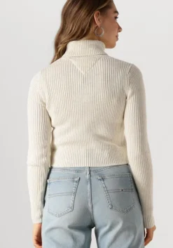 beige tommy jeans coltrui tjw melange trtlnck flag sweater