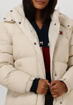 beige tommy jeans gewatteerde jas tjw alaska long puffer