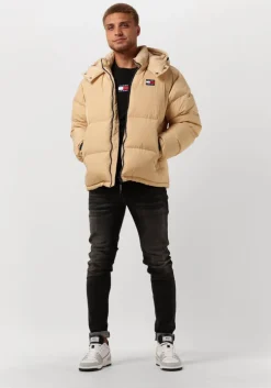beige tommy jeans gewatteerde jas tjm alaska puffer