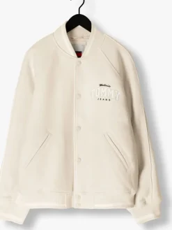 beige tommy jeans jack tjm wool varsity bomber