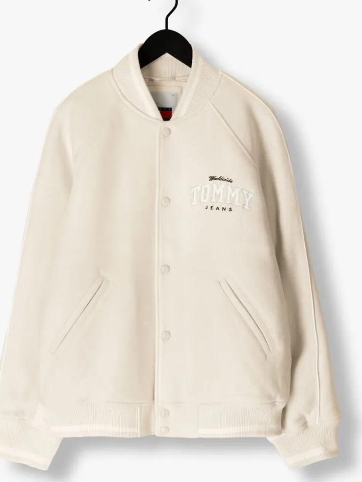 beige tommy jeans jack tjm wool varsity bomber