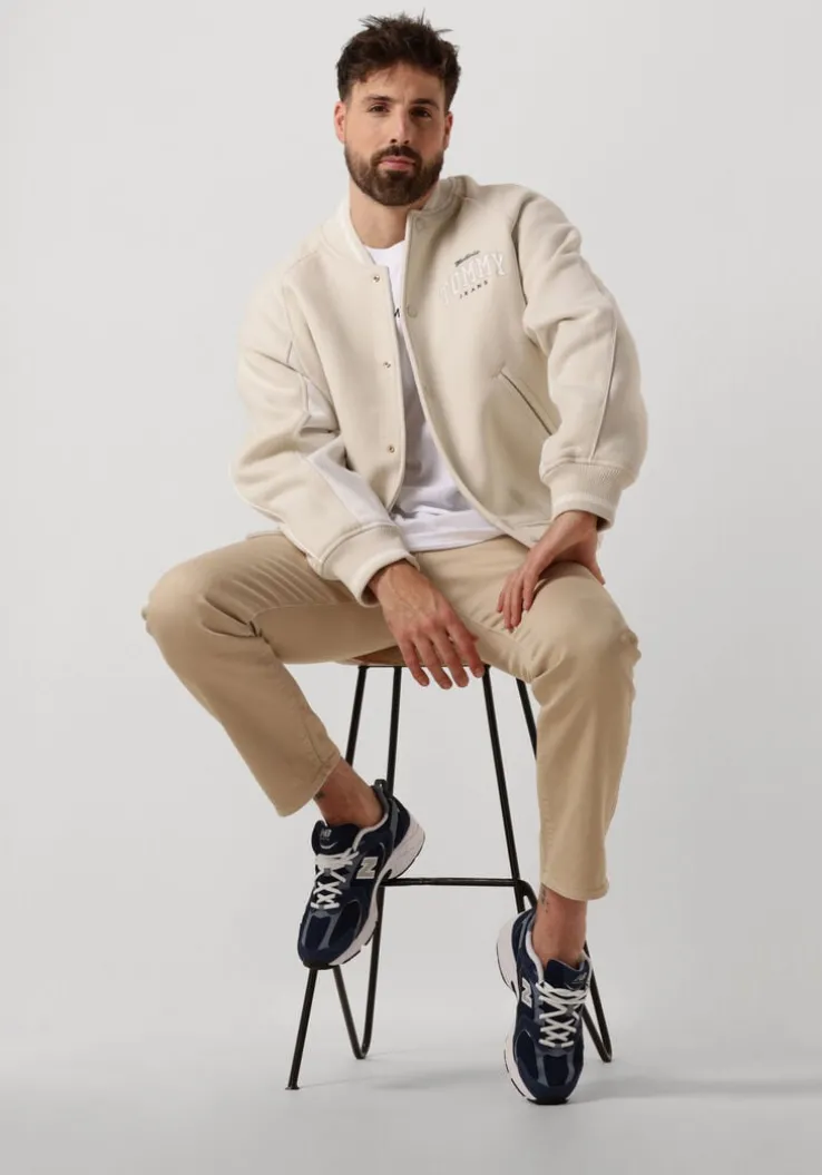 beige tommy jeans jack tjm wool varsity bomber