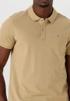 beige tommy jeans polo tjm slim placket polo ext
