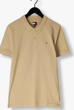 beige tommy jeans polo tjm slim placket polo ext