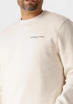 beige tommy jeans sweater tjm reg linear crew ext