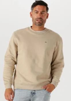beige tommy jeans sweater tjm reg s flag crew ext