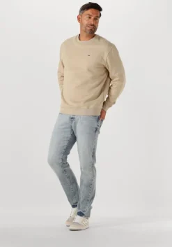 beige tommy jeans sweater tjm reg s flag crew ext