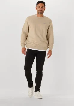 beige tommy jeans sweater tjm reg badge crew ext