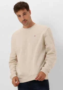 beige tommy jeans trui tjm reg s flag crew