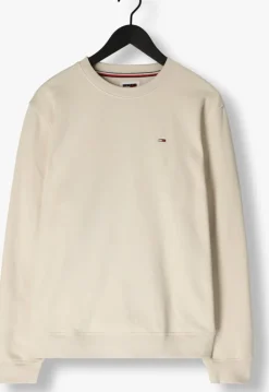 beige tommy jeans trui tjm reg s flag crew