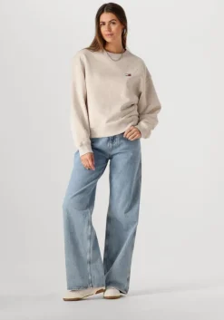 beige tommy jeans trui tjw bxy badge crew