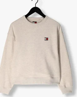 beige tommy jeans trui tjw bxy badge crew