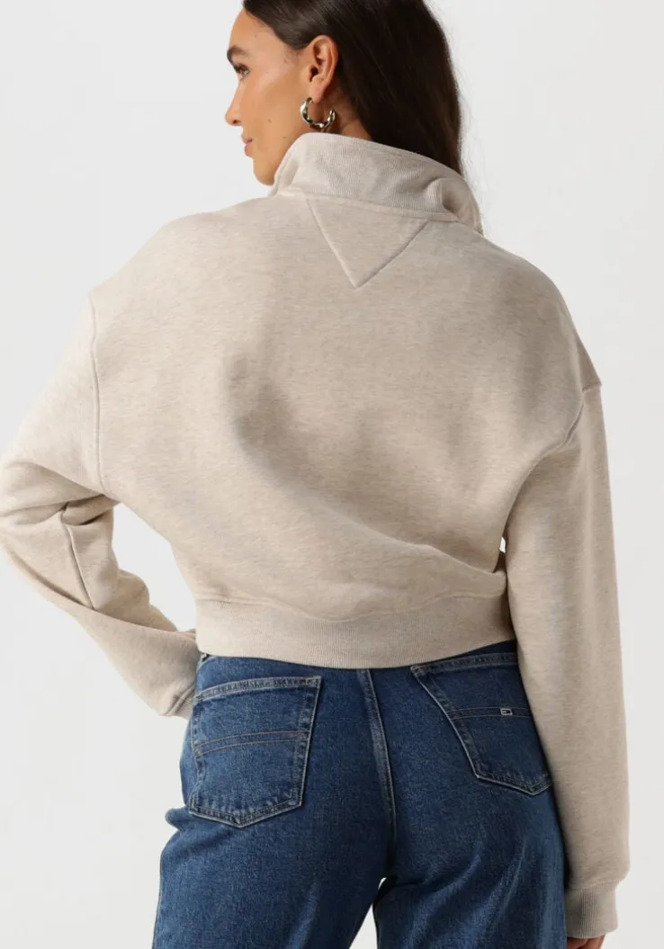 beige tommy jeans trui tjw bxy crp badge 1/4zip