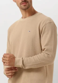 beige tommy jeans trui tjm reg waffle l/s tee
