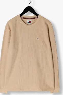 beige tommy jeans trui tjm reg waffle l/s tee