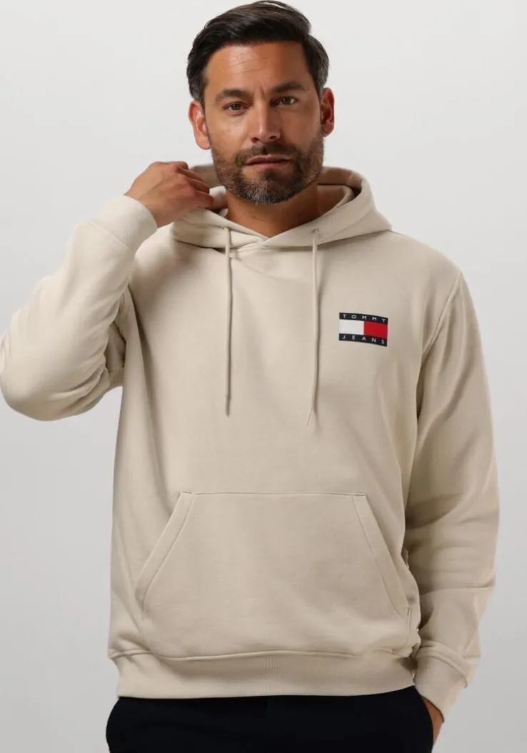 beige tommy jeans truien/vesten tjm reg essential flag hood ext