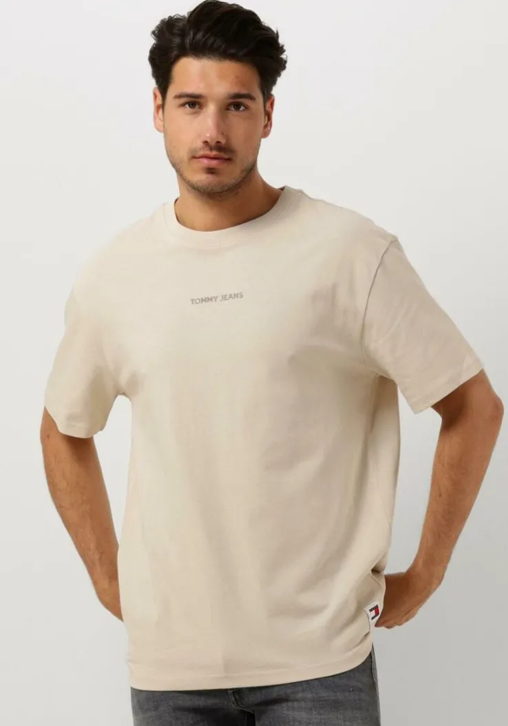 beige tommy jeans t-shirt tjm reg s new classics tee ext