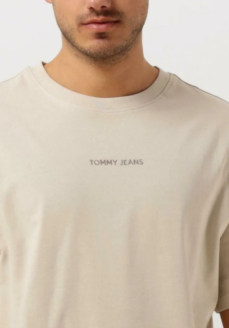 beige tommy jeans t-shirt tjm reg s new classics tee ext