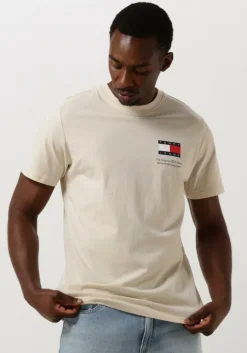 beige tommy jeans t-shirt tjm slim essential flag tee