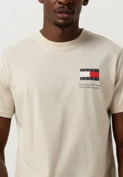 beige tommy jeans t-shirt tjm slim essential flag tee