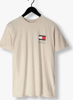 beige tommy jeans t-shirt tjm slim essential flag tee