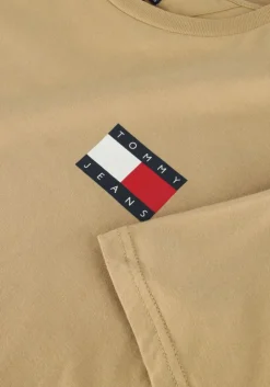 beige tommy jeans t-shirt tjm slim essential flag tee ext