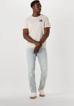 beige tommy jeans t-shirt tjm slim essential flag tee ext