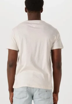 beige tommy jeans t-shirt tjm slim essential flag tee ext