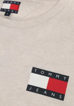 beige tommy jeans t-shirt tjm slim essential flag tee ext