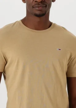 beige tommy jeans t-shirt tjm xslim jaspe htr tee ext
